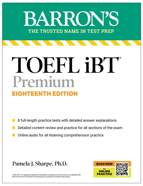 Cover TOEFL iBT Premium with 8 Practice Tests + Online Audio, Eighteenth Edition
